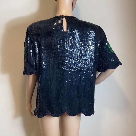 Stenay vintage silk floral sequined blouse, size M. - Picture 8 of 14